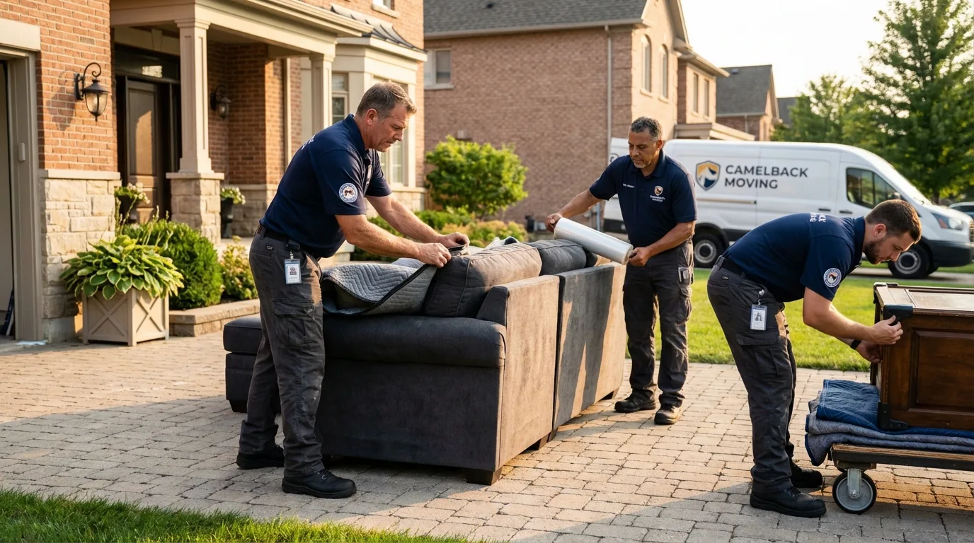 Large estate moving crew wrapping furniture in Hoxie, KS
